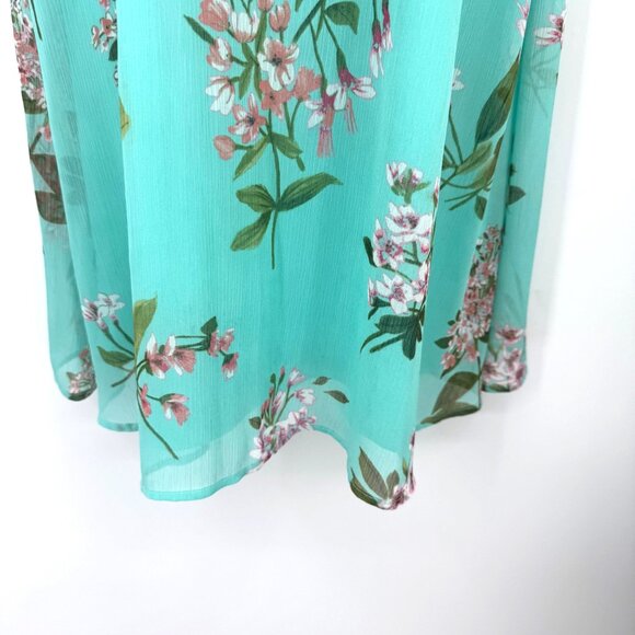 Tommy Hilfiger Womens Size 8 Green Floral Chiffon Dress A Line Sleeveless Lined - Picture 3 of 11